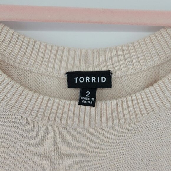 Torrid 100% Cotton Long Sleeve Skull Sweater Cream Size 2 - Picture 3 of 6